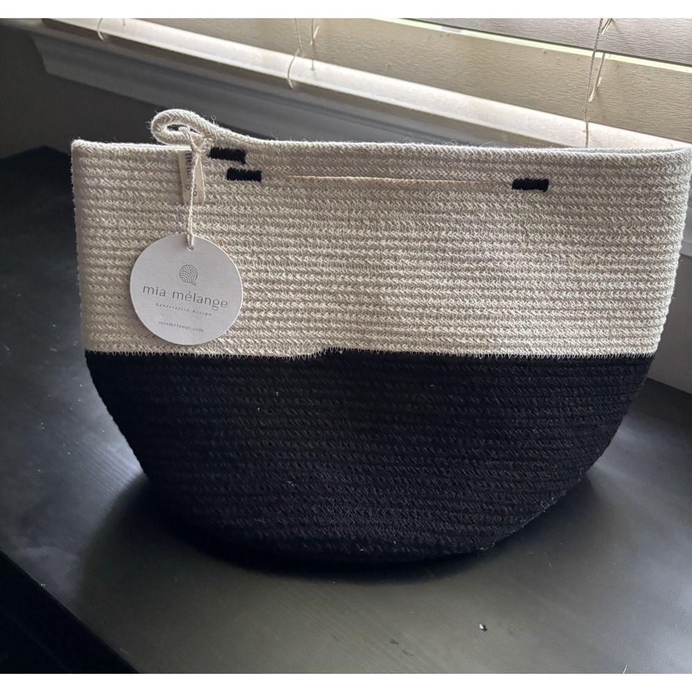 Mia Melange Cotton Coil Rope Fold-able Basket Carryall Handbag Tote NEW